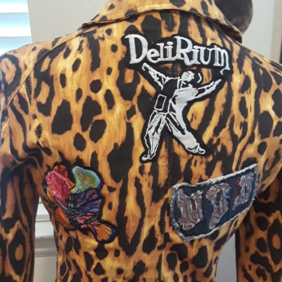 RARE!! Vintage VERSACE JEANS COUTURE LOGO JACKET Sm Leopard Denim - Van Halen! - Picture 7 of 9